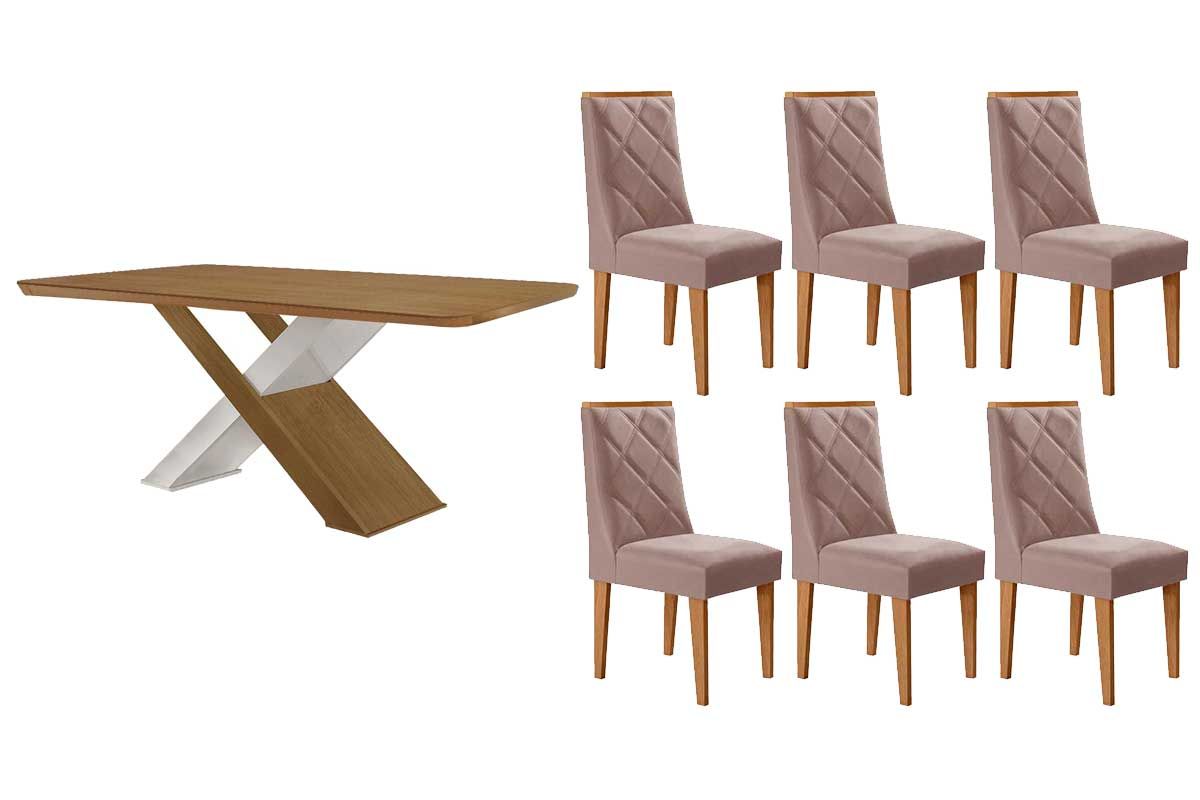 Sala Jantar Mesa Imperatriz Curvo 180cm e 6 Cadeiras Pietá - Rufato