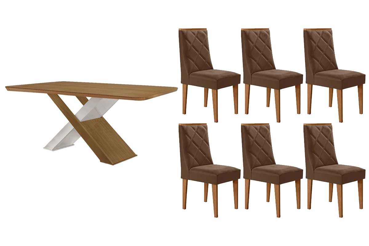 Sala Jantar Mesa Imperatriz Curvo 180cm e 6 Cadeiras Pietá - Rufato