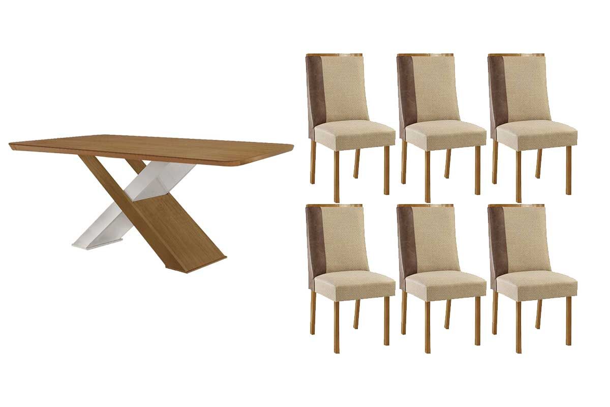 Sala Jantar Mesa Imperatriz Curvo 180cm + 6 Cadeiras Tilia - Rufato
