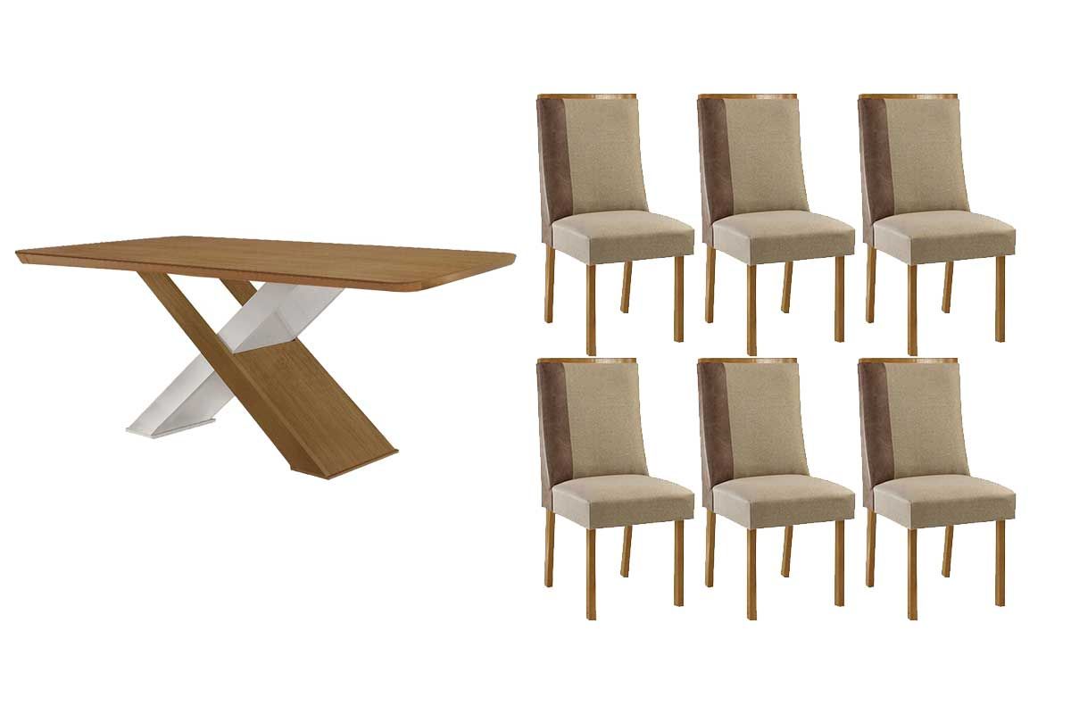 Sala Jantar Mesa Imperatriz Curvo 180cm + 6 Cadeiras Tilia - Rufato