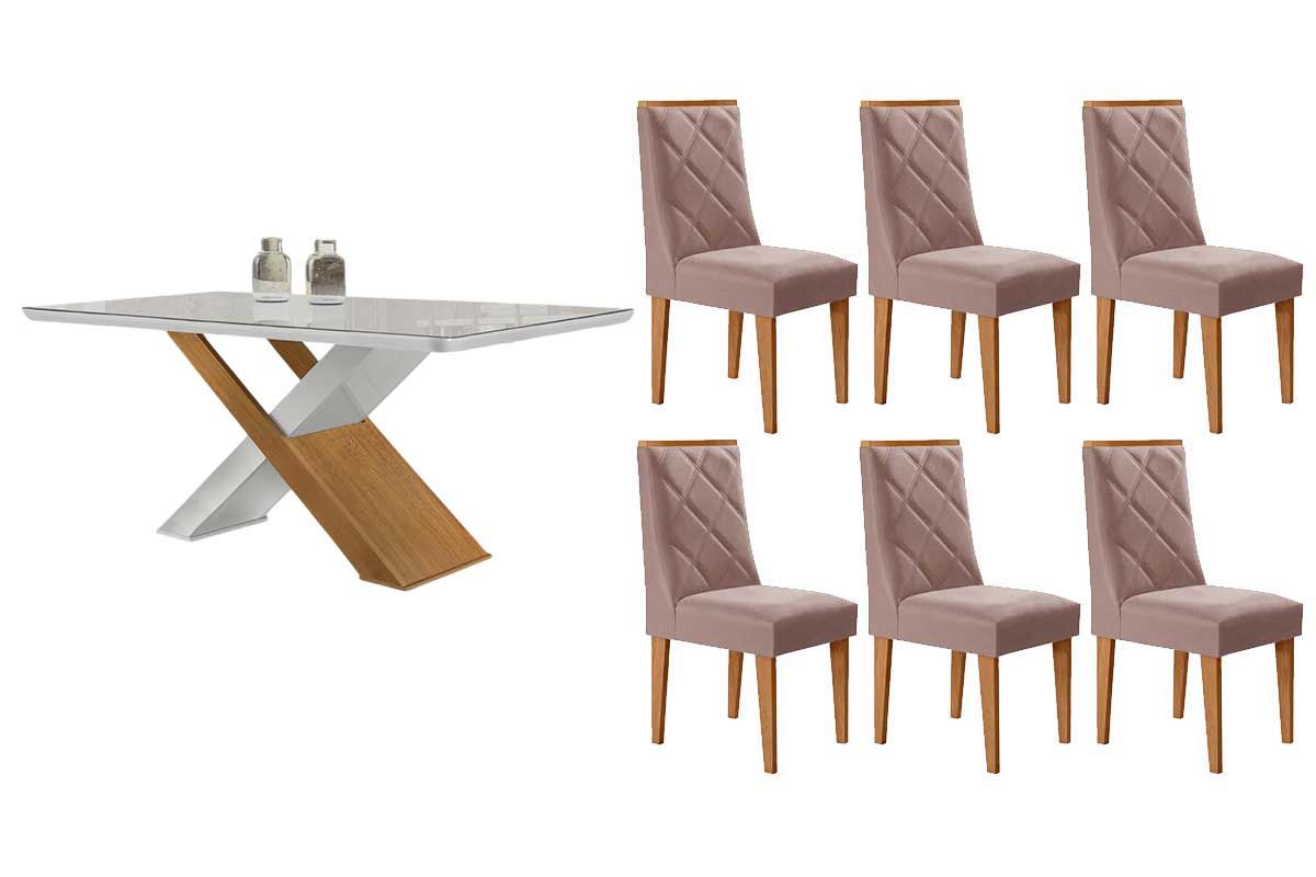 Sala Jantar Mesa Imperatriz Curvo 180cm + 6 Cadeiras Pietá - Rufato