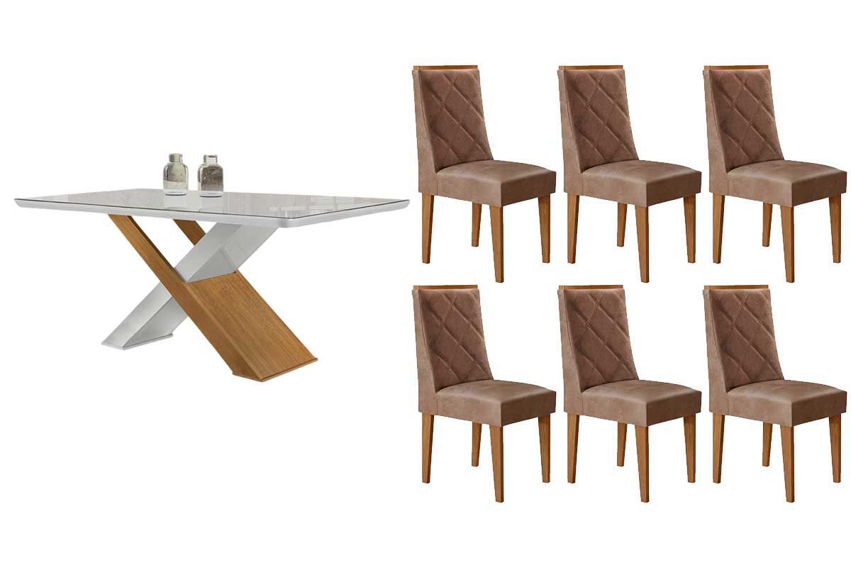 Sala Jantar Mesa Imperatriz Curvo 180cm + 6 Cadeiras Pietá - Rufato
