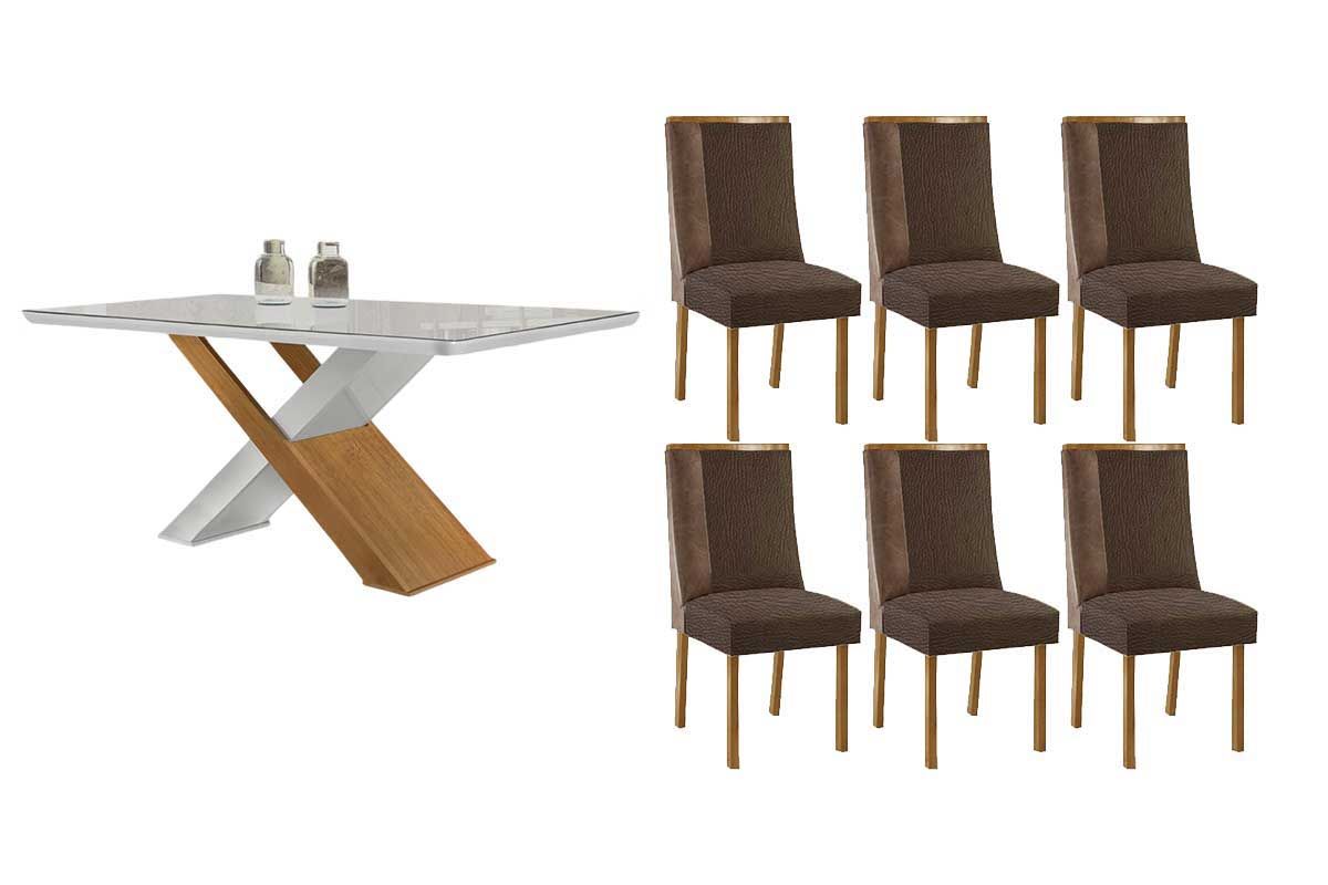 Sala Jantar Mesa Imperatriz Curvo 180cm + 6 Cadeiras Tilia - Rufato