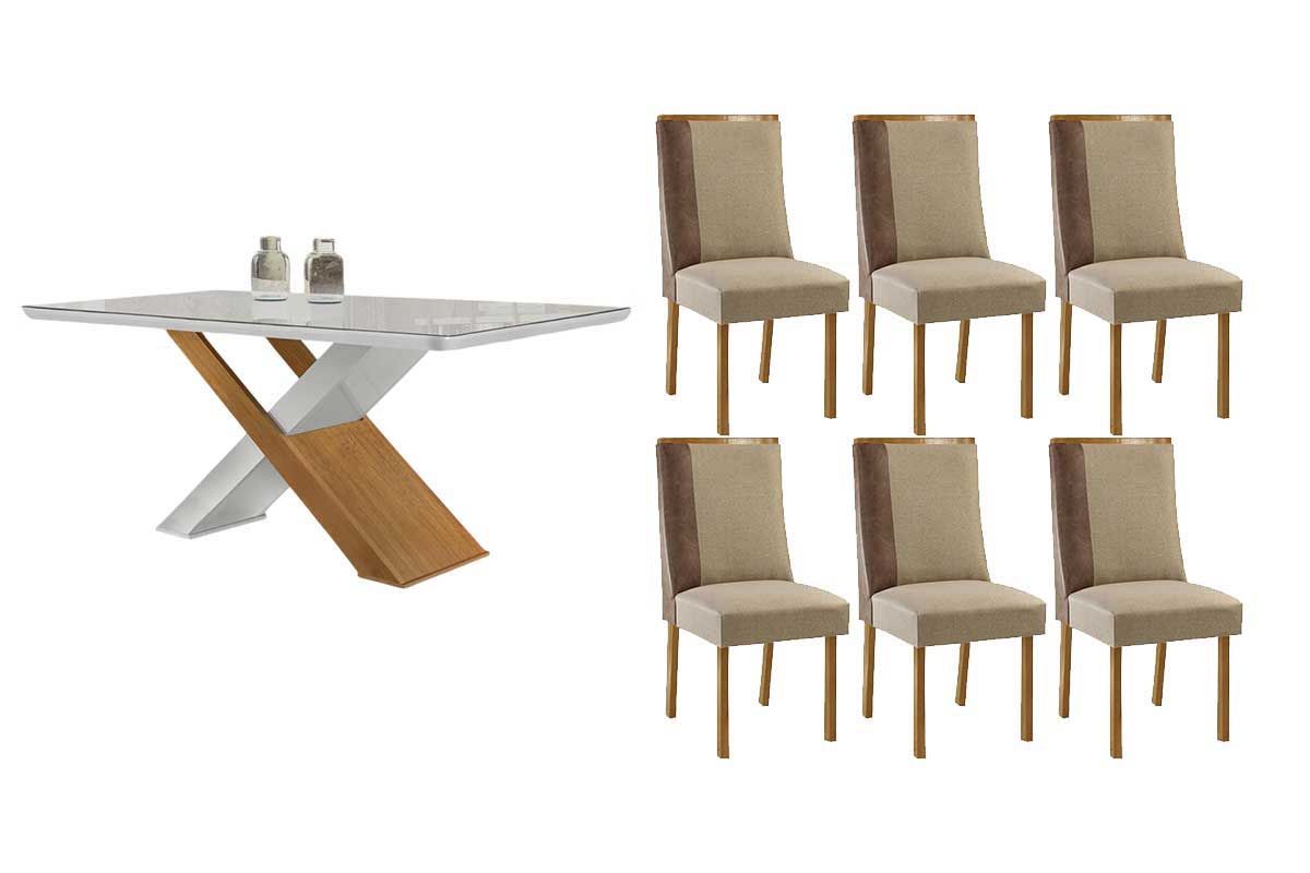 Sala Jantar Mesa Imperatriz Curvo 180cm + 6 Cadeiras Tilia - Rufato