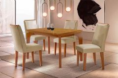 Sala Jantar Mesa Londrina Curvo 120cm + 4 Cadeiras Dakota - Rufato