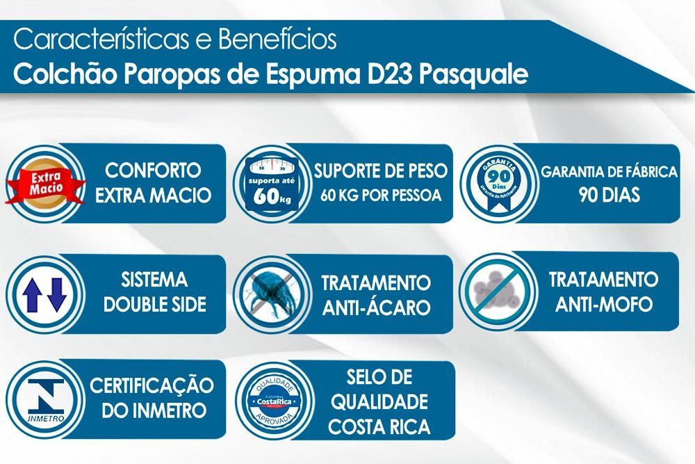 Cama Box CRC +Colchão Espuma D23 Pasquale Paropas