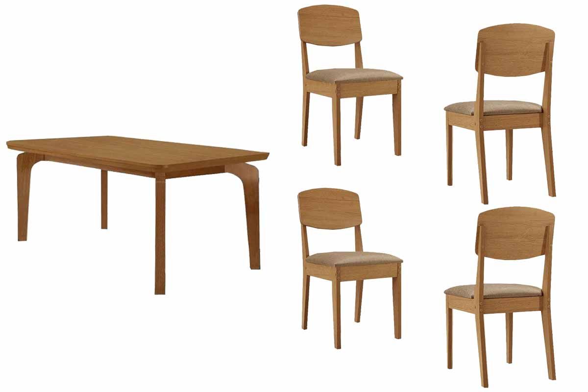 Sala Jantar Mesa Londrina Curvo 120cm + 4 Cadeiras Havana - Rufato