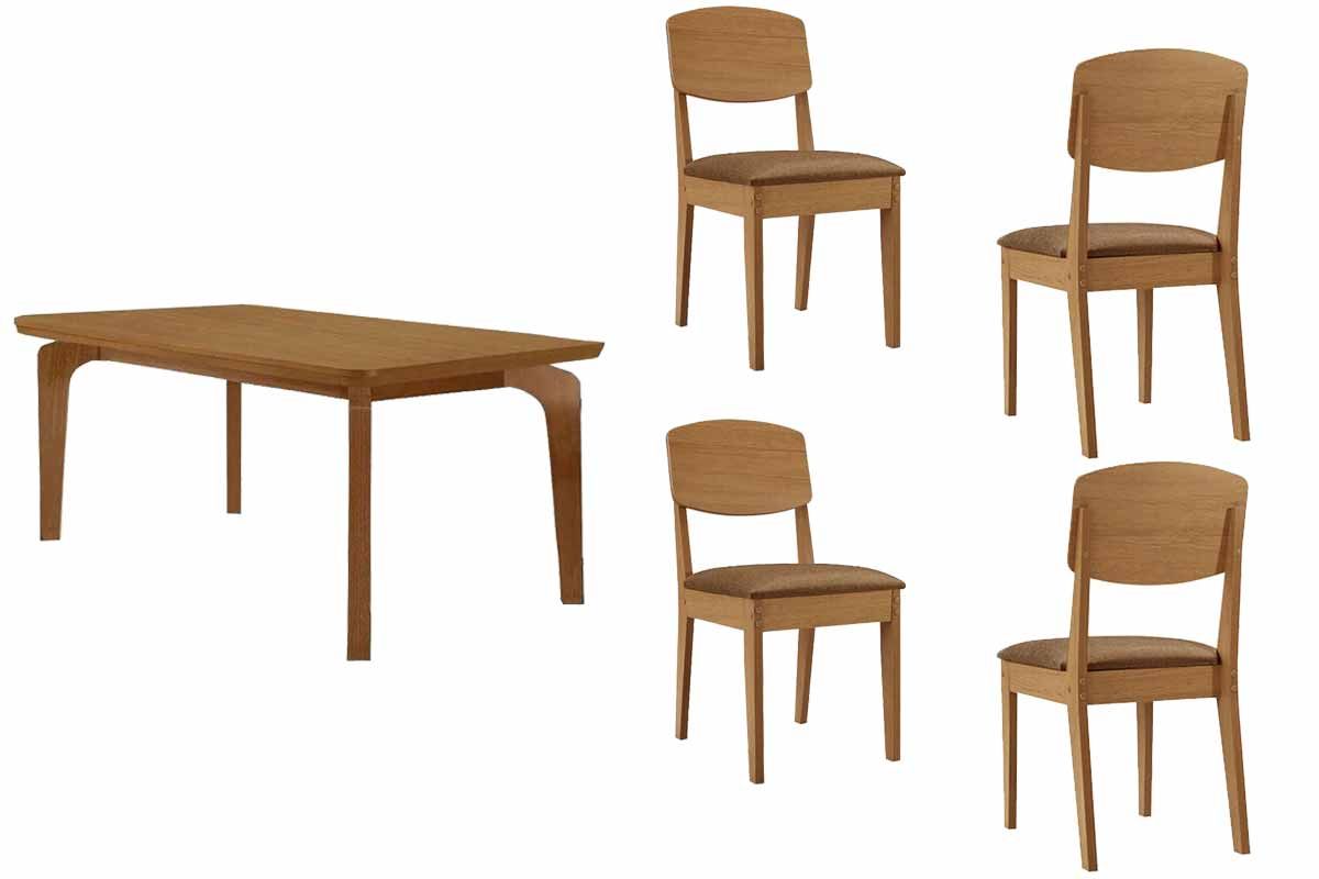Sala Jantar Mesa Londrina Curvo 120cm + 4 Cadeiras Havana - Rufato