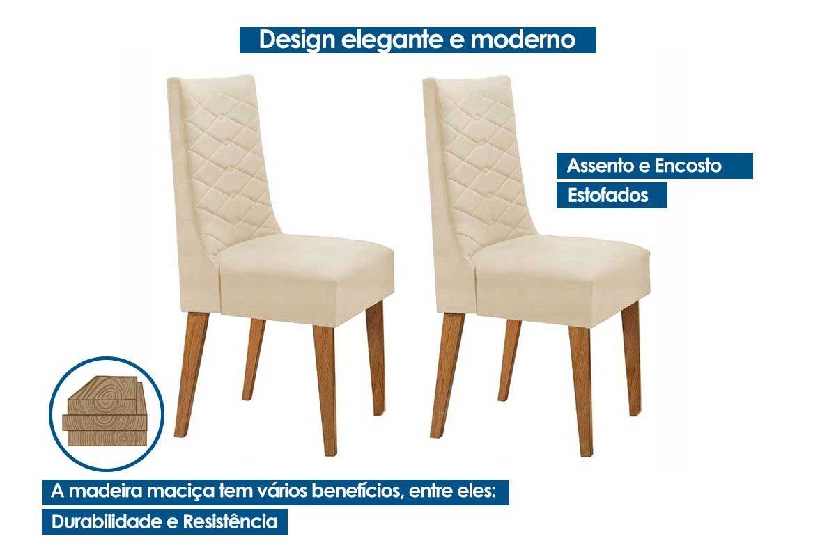 Sala Jantar Mesa Tilia Curvo 180cm + 6 Cadeiras Dafne Madeira - Rufato