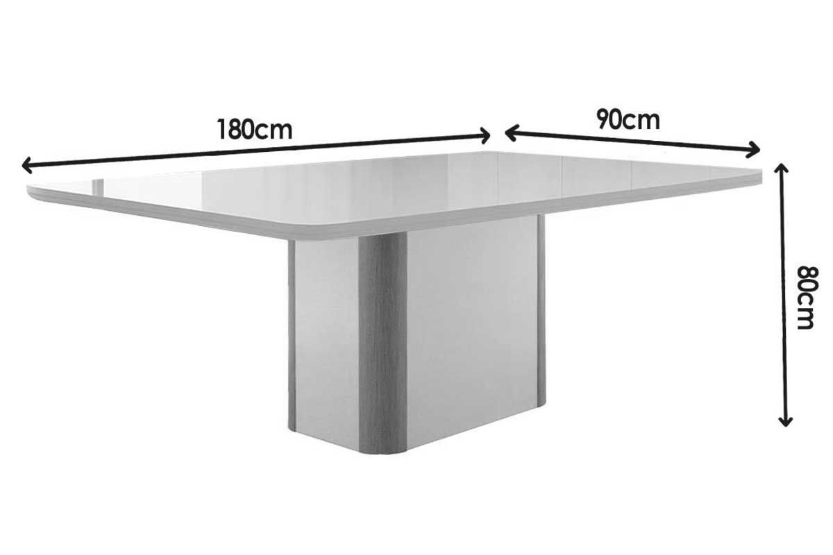 Sala Jantar Mesa Pietá c/ Tampo Madeirado c/ Vidro Canto Curvo 180x90cm e 6 Cadeiras Havana - Rufato