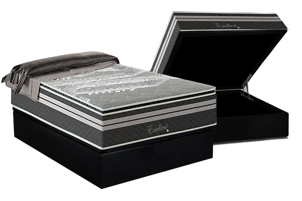 Cama Box Baú CRC +Colchão Molas Excellent Paropas