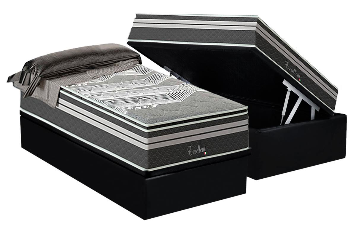 Cama Box Baú CRC +Colchão Molas Excellent Paropas