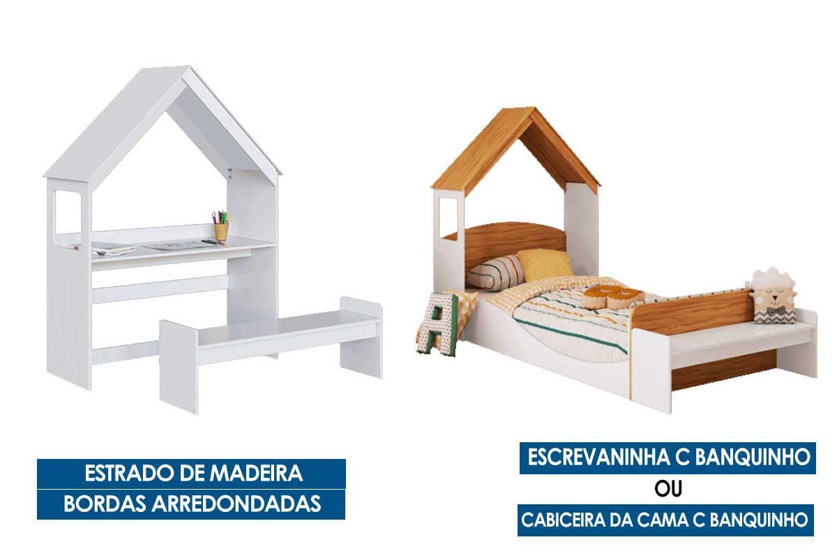 Quarto Infantil Completo 2 Peças (Cama+Cabeceira) - Peroba