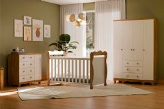Quarto Infantil Completo 3 Peças (1GuardaRoupa+1Berço+1Cômoda) QI113 Peroba