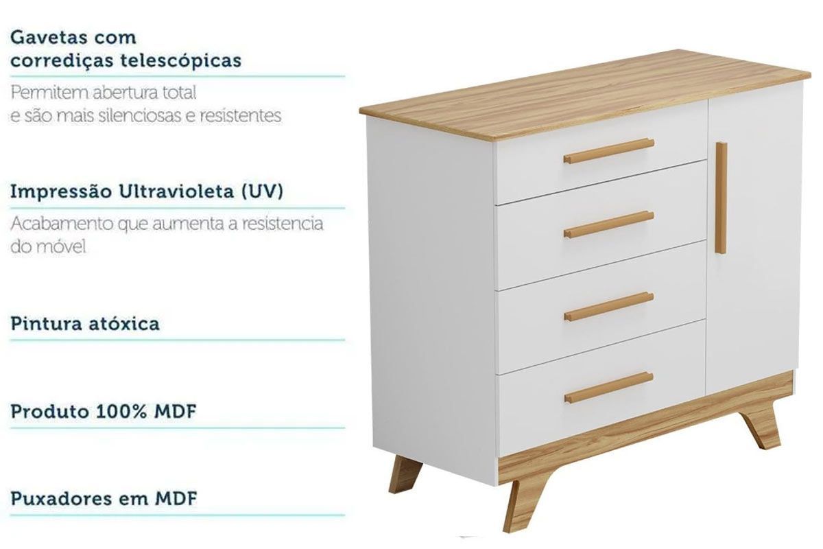 Quarto Infantil Completo Retrô 3 Peças (1GuardaRoupa+1Berço+1Cômoda) QI114 Peroba