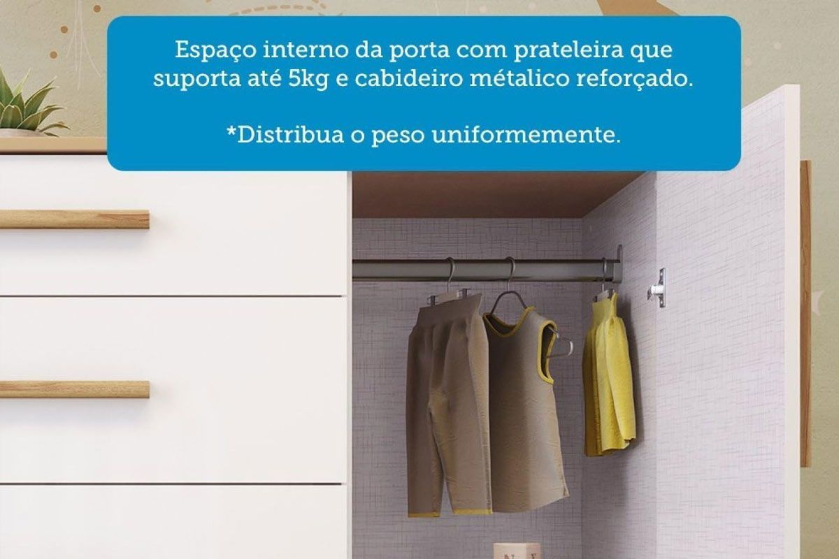 Quarto Infantil Completo Retrô 3 Peças (1GuardaRoupa+1Berço+1Cômoda) QI114 Peroba
