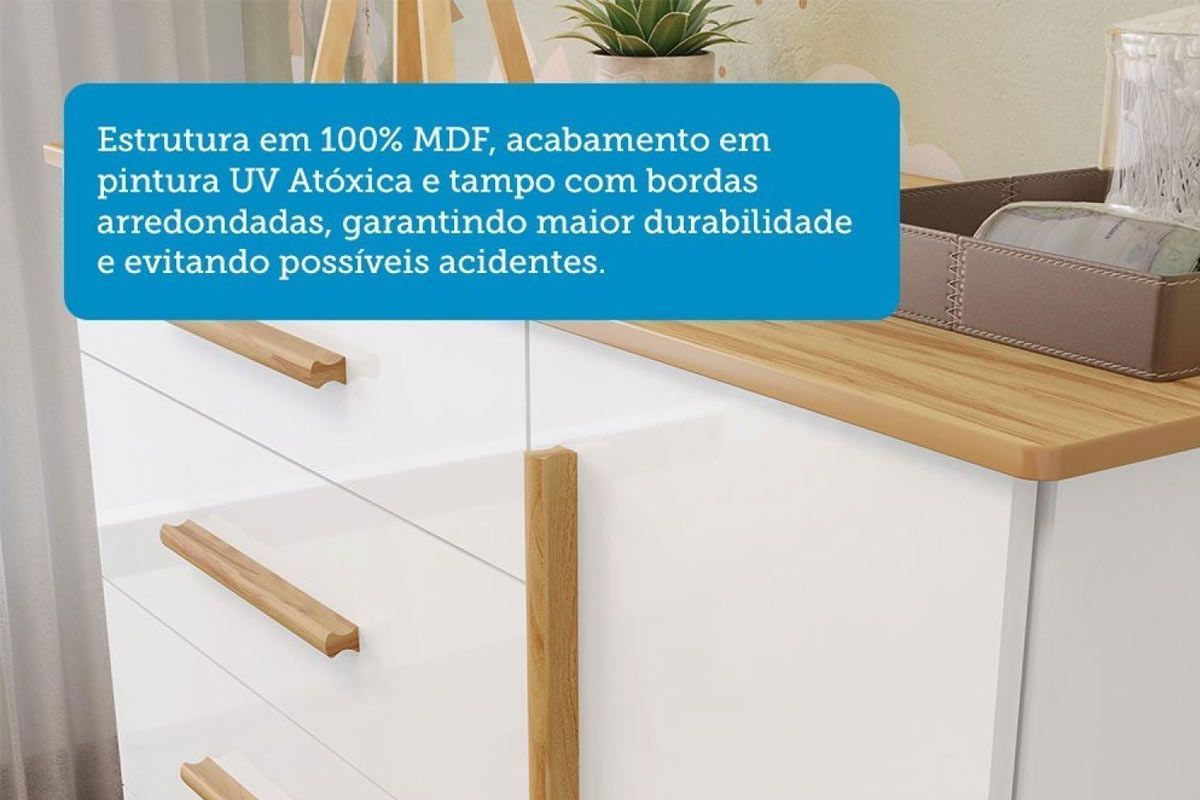 Quarto Infantil Completo Retrô 3 Peças (1GuardaRoupa+1Berço+1Cômoda) QI114 Peroba