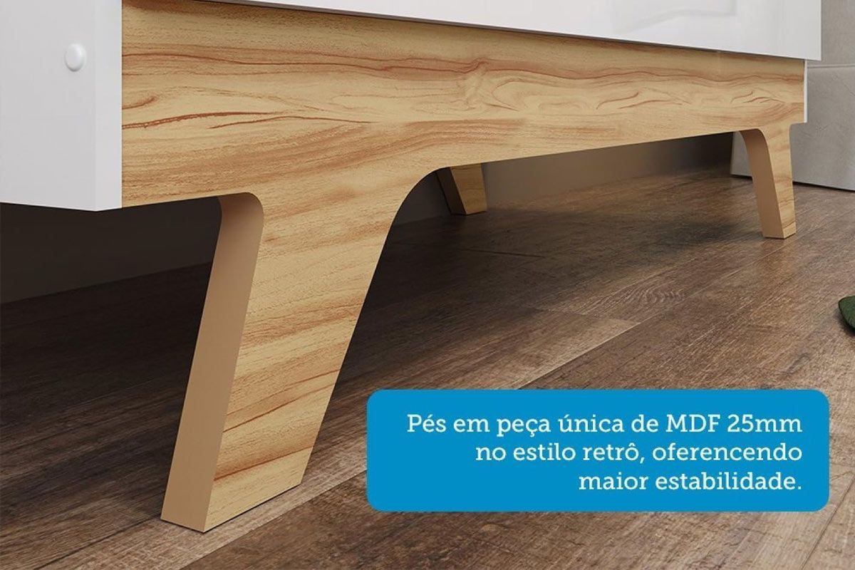 Quarto Infantil Completo Retrô 3 Peças (1GuardaRoupa+1Berço+1Cômoda) QI114 Peroba