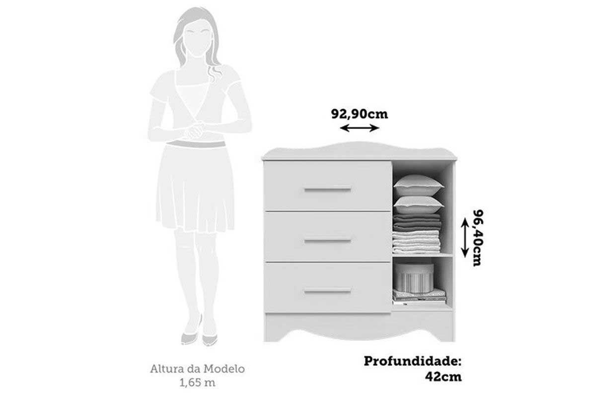 Quarto Infantil Completo Lisi 3 Peças (1GuardaRoupa+1Berço+1Cômoda) QI115 Peroba