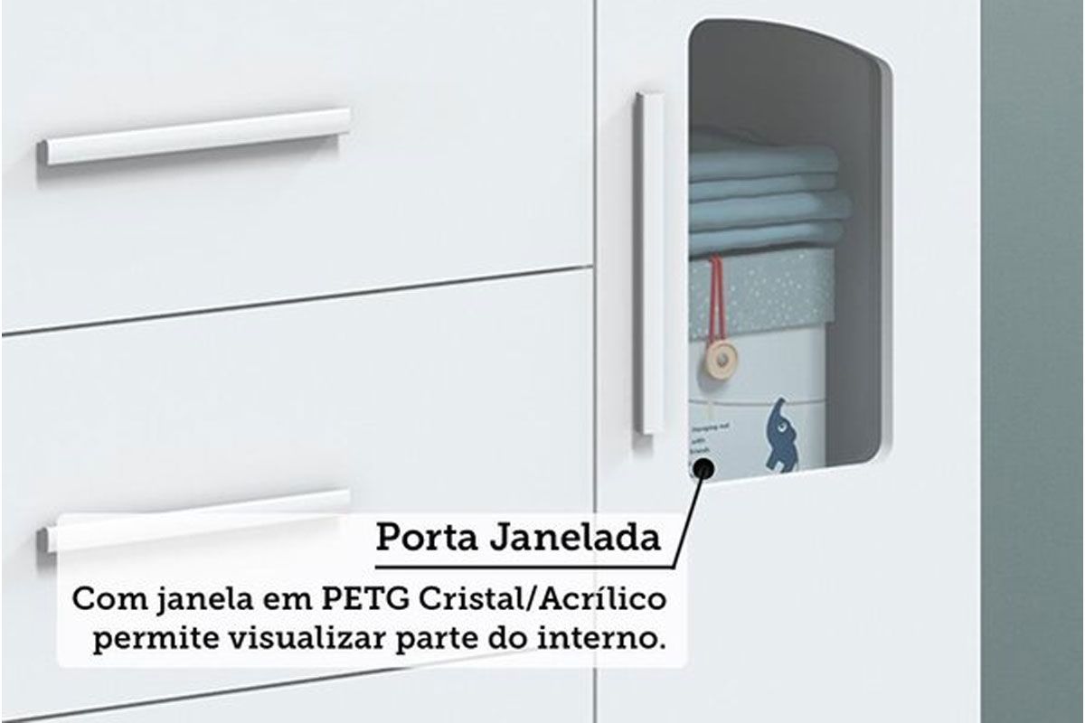 Quarto Infantil Completo Lisi 3 Peças (1GuardaRoupa+1Berço+1Cômoda) QI115 Peroba