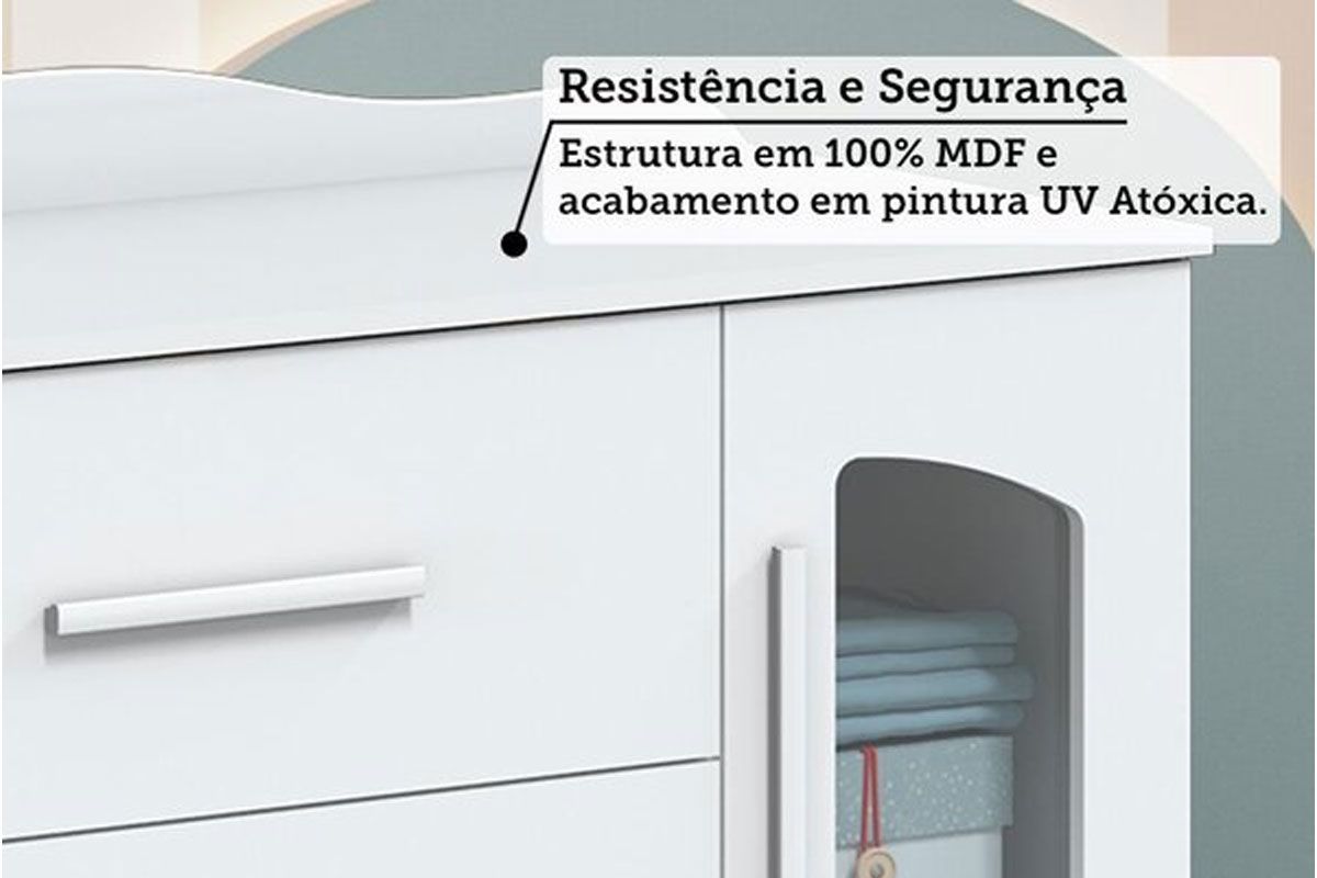 Quarto Infantil Completo Lisi 3 Peças (1GuardaRoupa+1Berço+1Cômoda) QI115 Peroba