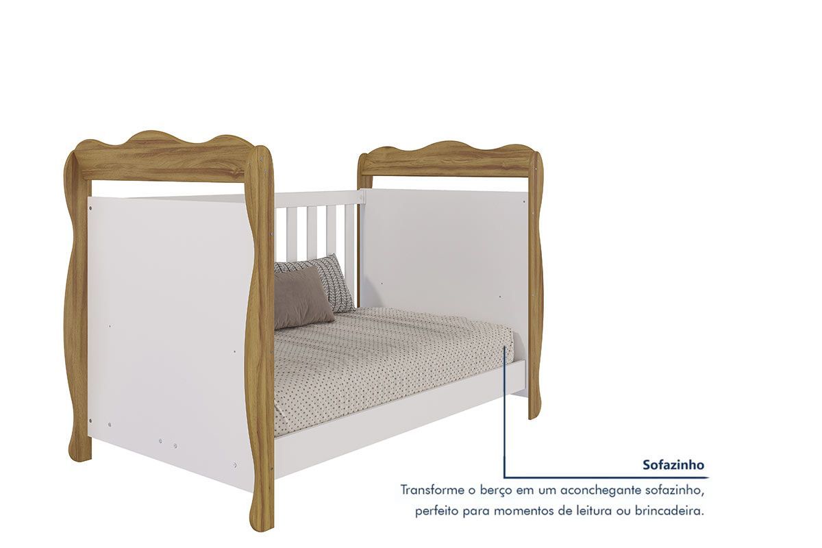Quarto Infantil Completo Lisi 3 Peças (1GuardaRoupa+1Berço+1Cômoda) QI115 Peroba