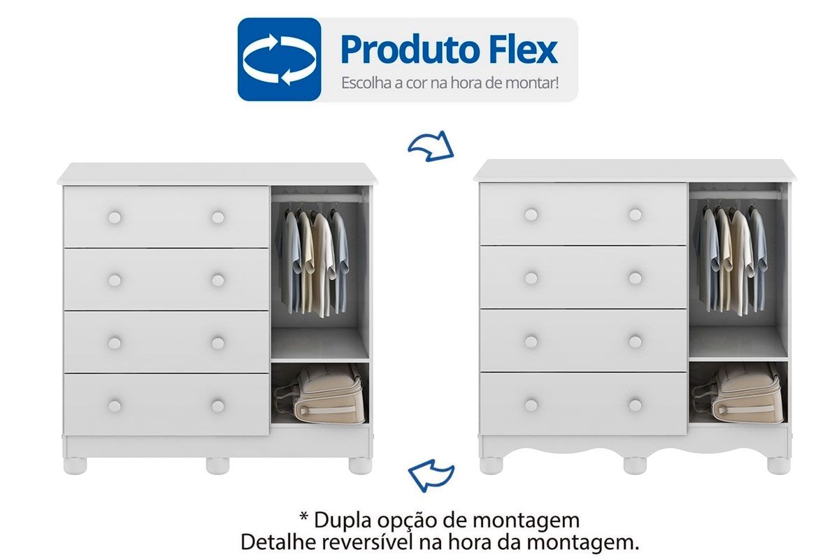 Cômoda Infantil Junior c/1 Porta e 4 Gavetas - Peroba
