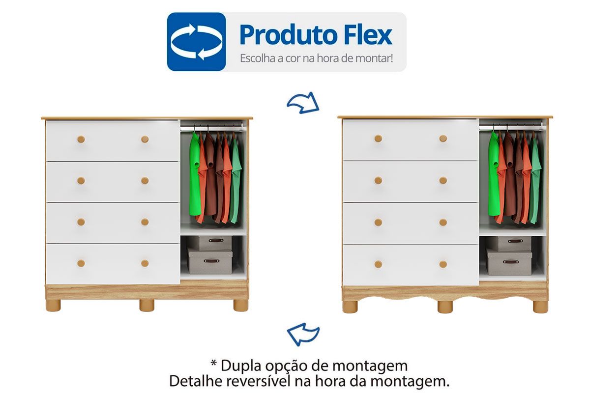 Cômoda Infantil Junior c/1 Porta e 4 Gavetas - Peroba