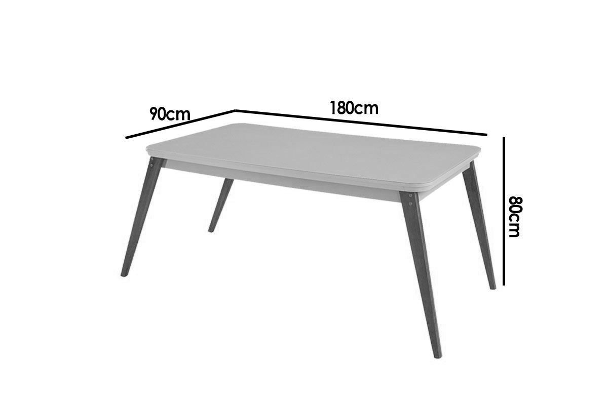 Sala Jantar Mesa Havana Curvo 180cm + 6 Cadeiras Dakota - Rufato