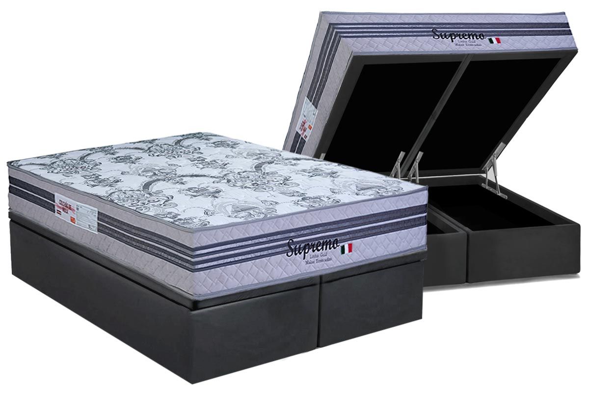 Cama Box Baú CRC +Colchão Molas Supremo Paropas