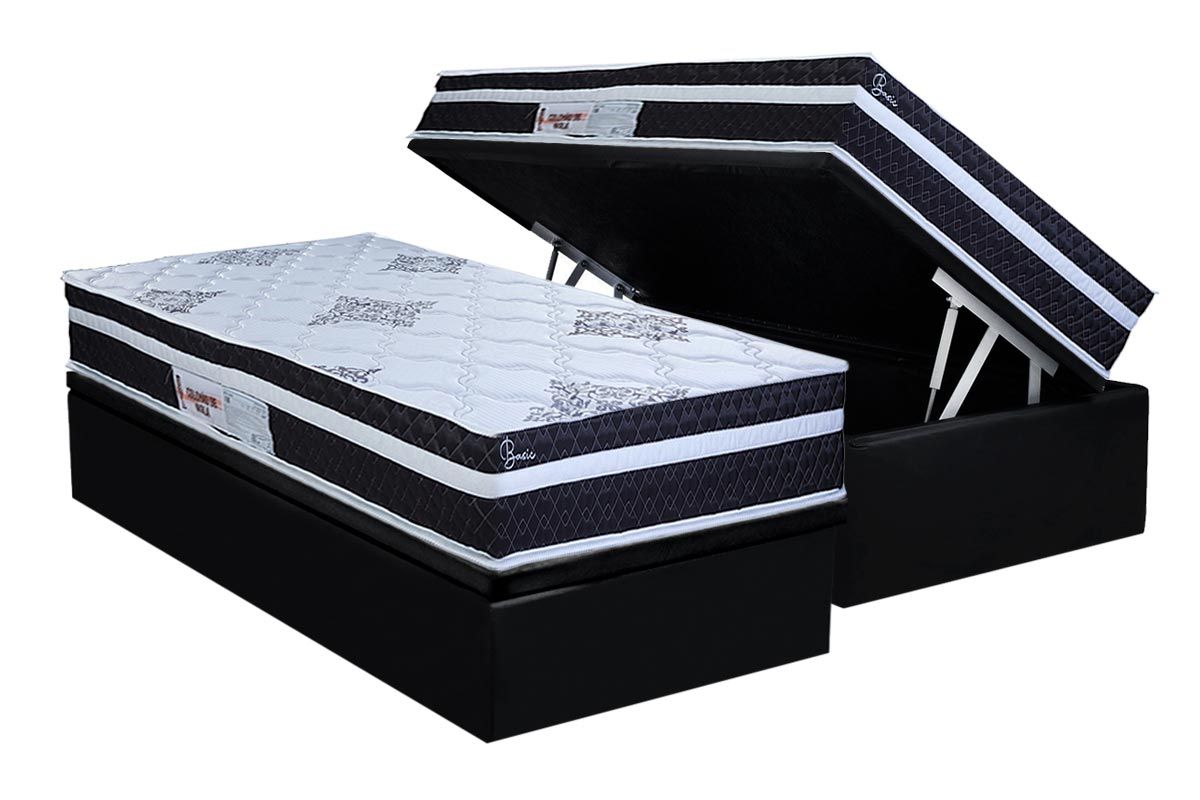 Cama Box Baú CRC +Colchão Molas Basic Paropas