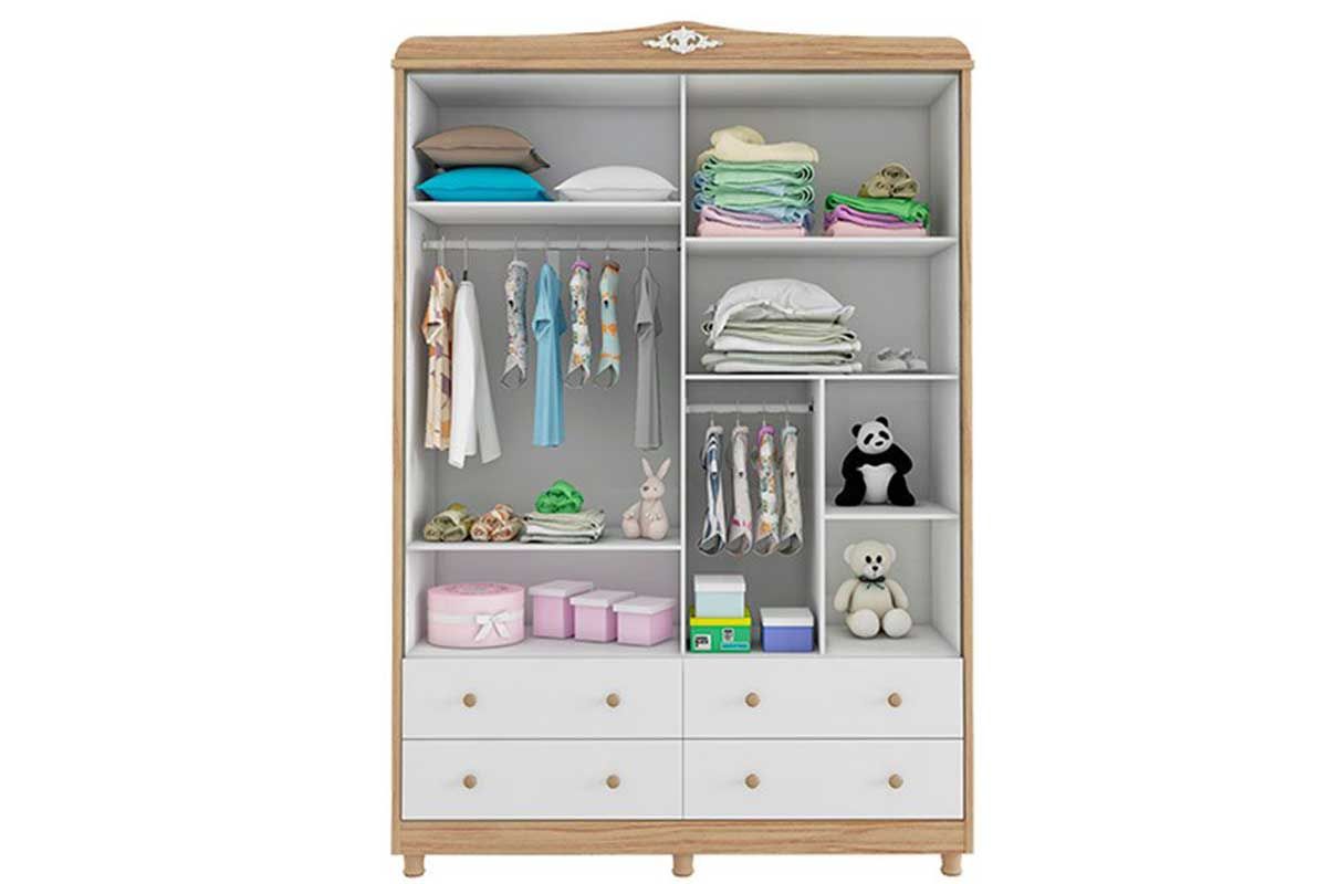 Quarto Infantil Completo Elô 3 Peças (1GuardaRoupa+1Berço+1Cômoda) QI118 Peroba