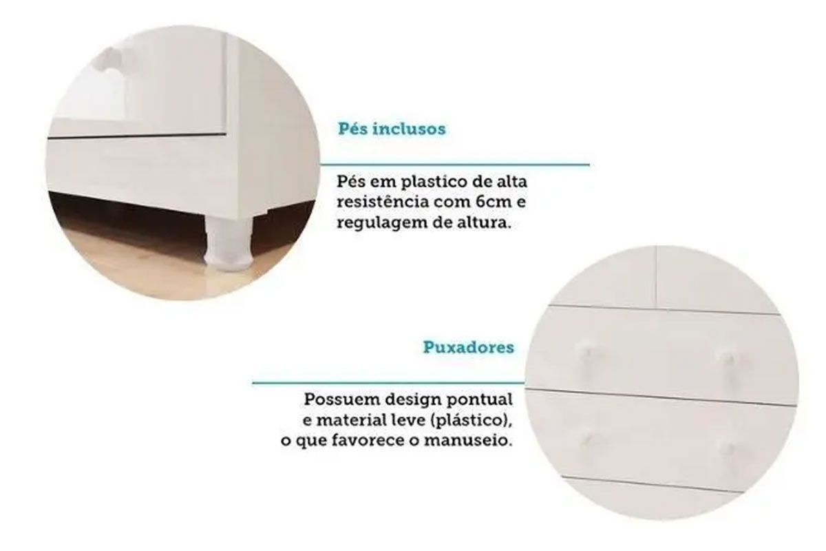 Quarto Infantil Completo Elô 3 Peças (1GuardaRoupa+1Berço+1Cômoda) QI118 Peroba