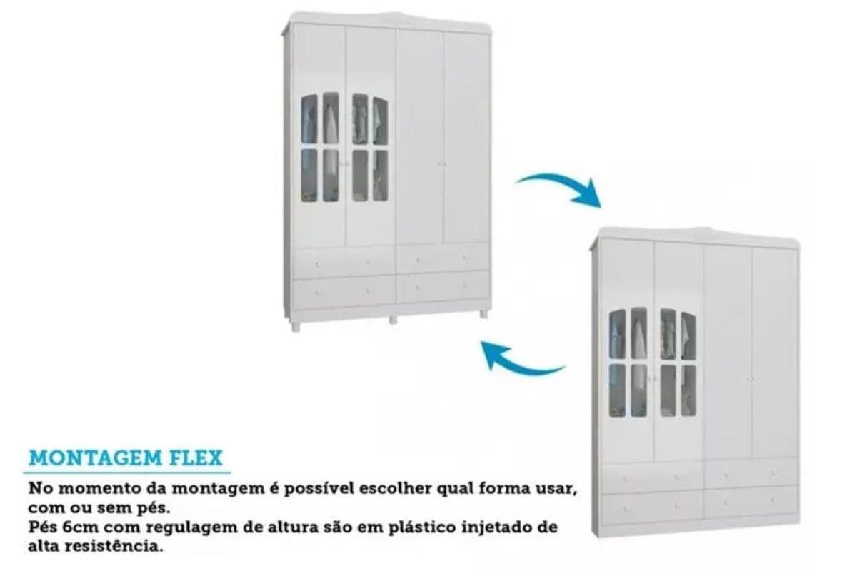 Quarto Infantil Completo Elô 3 Peças (1GuardaRoupa+1Berço+1Cômoda) QI119 Peroba