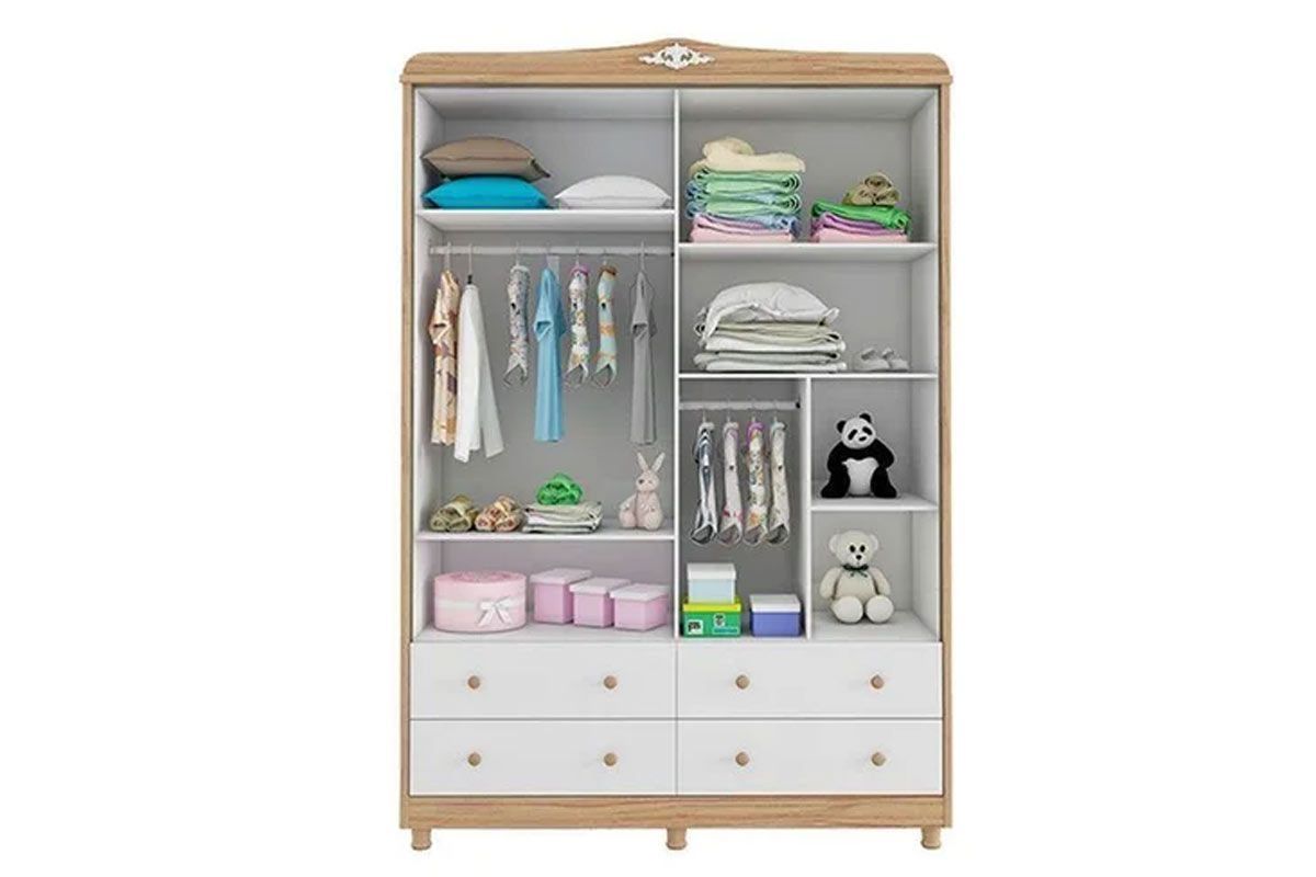 Quarto Infantil Completo Elô 3 Peças (1GuardaRoupa+1Berço+1Cômoda) QI119 Peroba