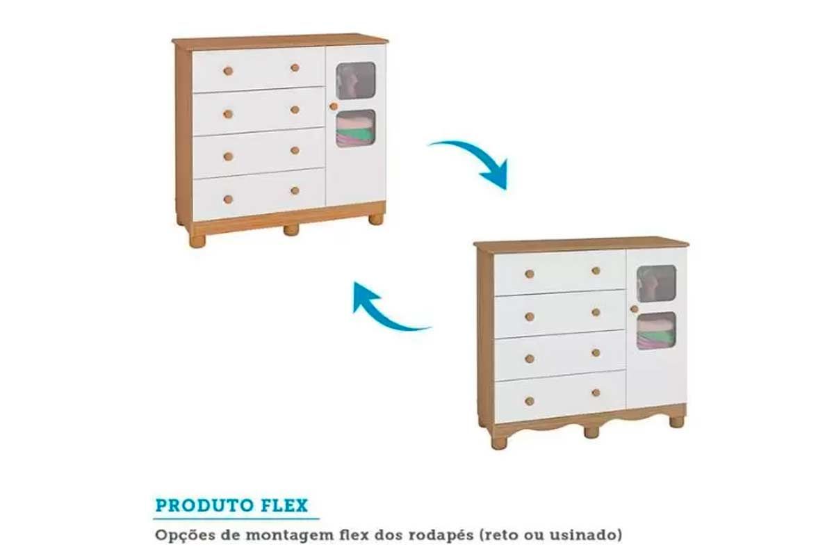 Quarto Infantil Completo 3 Peças (1GuardaRoupa+1Berço+1Cômoda) QI120 Peroba