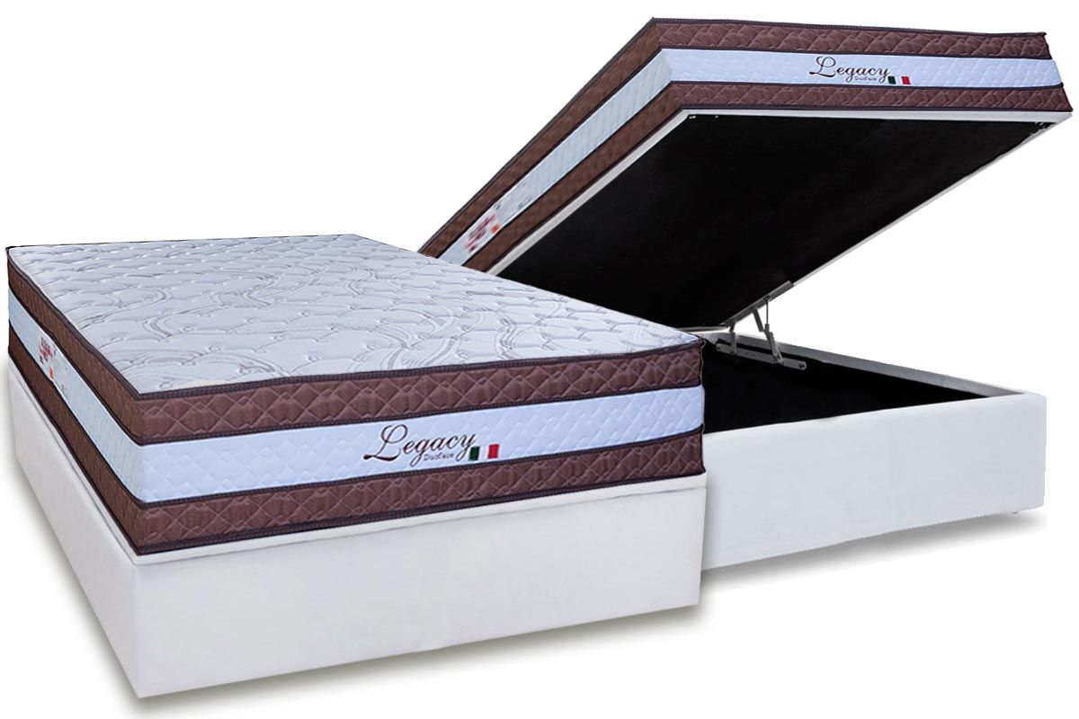 Cama Box Baú CRC +Colchão Molas Legacy Paropas