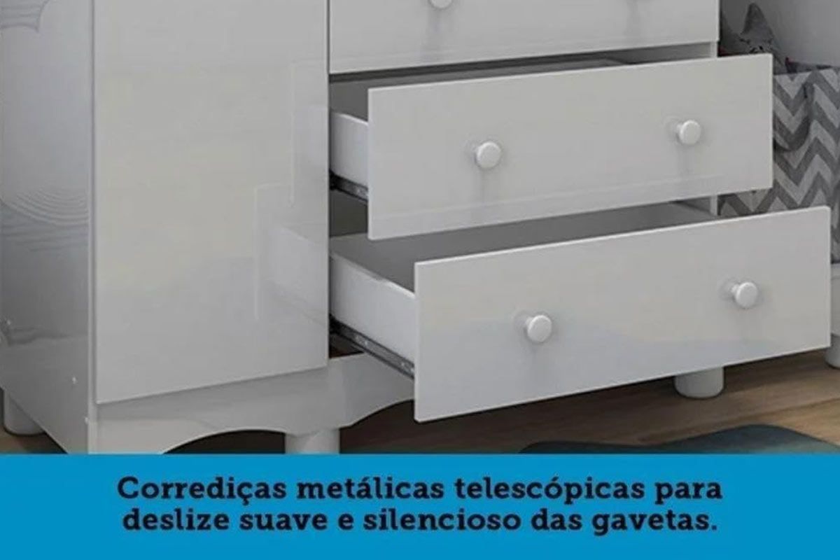 Quarto Infantil Completo 3 Peças (1GuardaRoupa+1Berço+1Cômoda) QI121 Peroba