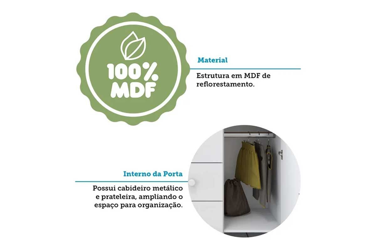 Quarto Infantil Completo 3 Peças (1GuardaRoupa+1Berço+1Cômoda) QI121 Peroba