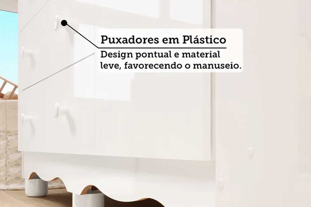 Quarto Infantil Completo 3 Peças (1GuardaRoupa+1Berço+1Cômoda) QI121 Peroba