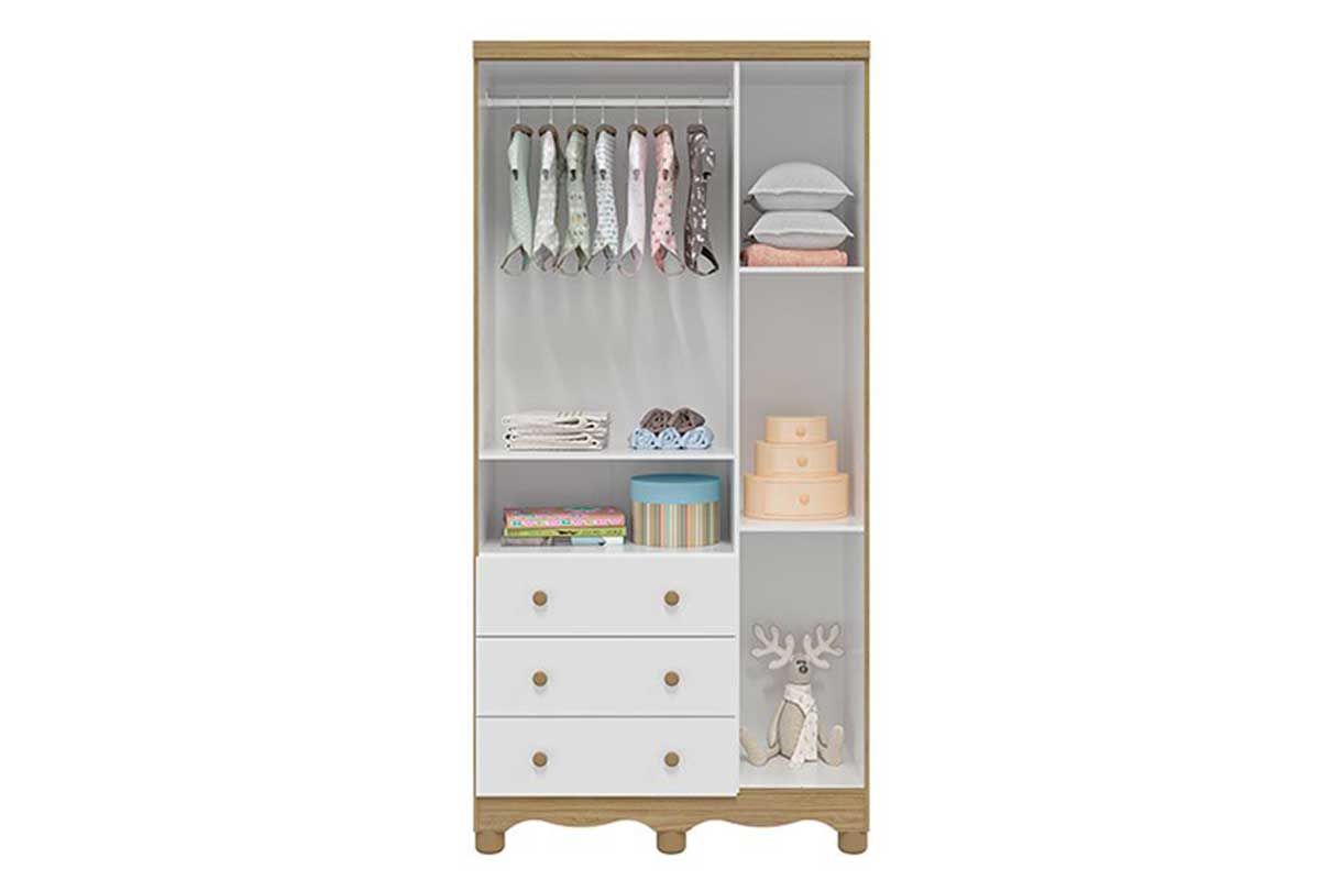Quarto Infantil Completo 3 Peças (1GuardaRoupa+1Berço+1Cômoda) QI122 Peroba
