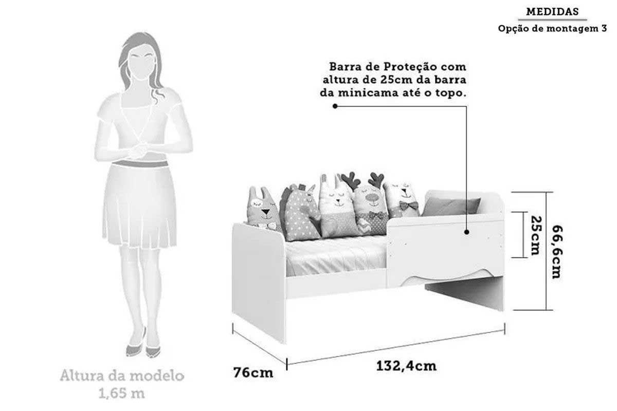 Quarto Infantil Completo 3 Peças (1GuardaRoupa+1Berço+1Cômoda) QI124 Peroba