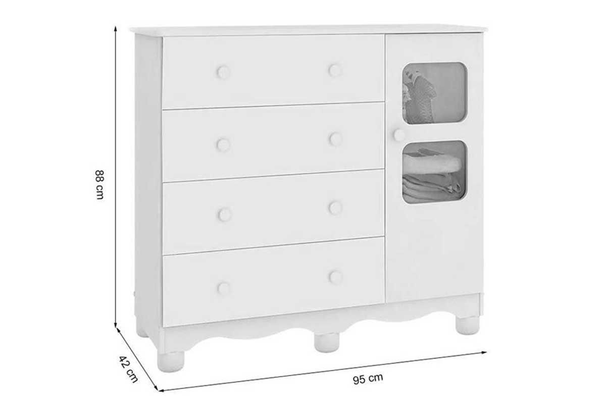 Quarto Infantil Completo 3 Peças (1GuardaRoupa+1Berço+1Cômoda) QI125 Peroba