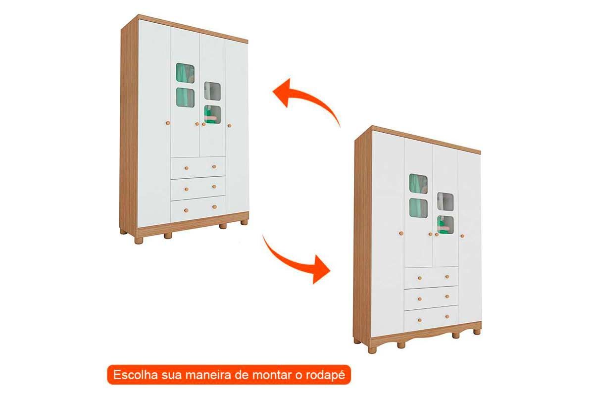 Quarto Infantil Completo 3 Peças (1GuardaRoupa+1Berço+1Cômoda) QI125 Peroba