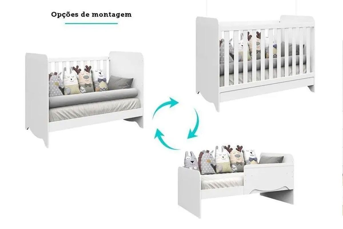 Quarto Infantil Completo 3 Peças (1GuardaRoupa+1Berço+1Cômoda) QI125 Peroba