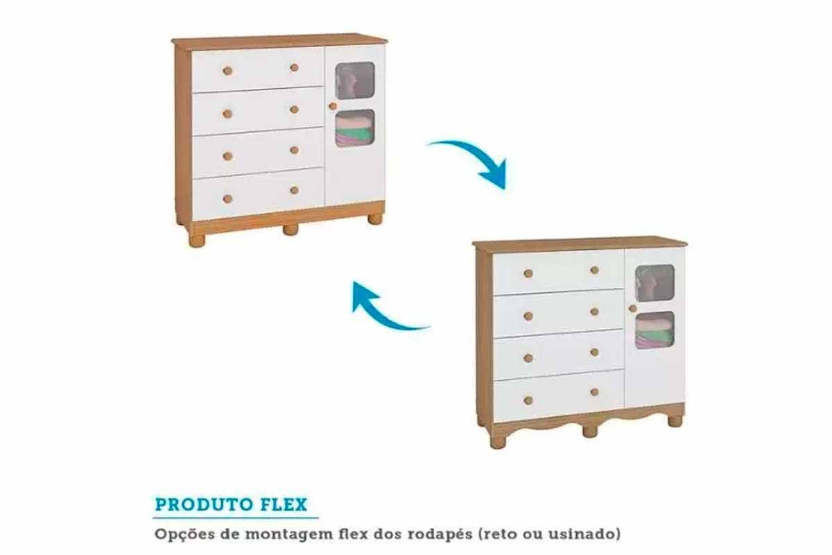 Quarto Infantil Completo 3 Peças (1GuardaRoupa+1Berço+1Cômoda) QI126 Peroba