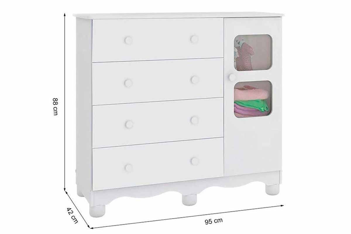 Quarto Infantil Completo 3 Peças (1GuardaRoupa+1Berço+1Cômoda) QI126 Peroba