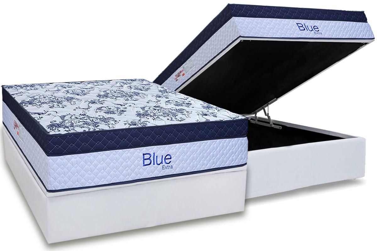Cama Box Baú CRC +Colchão Molas Blue Paropas
