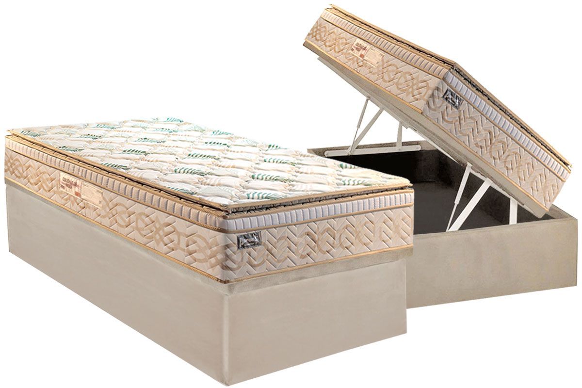 Cama Box Baú CRC +Colchão Molas Eco Bamboo Paropas