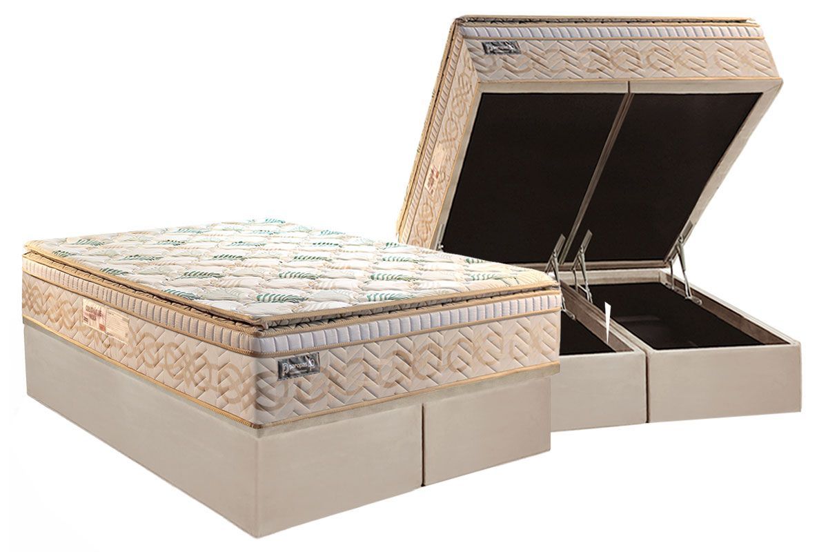 Cama Box Baú CRC +Colchão Molas Eco Bamboo Paropas